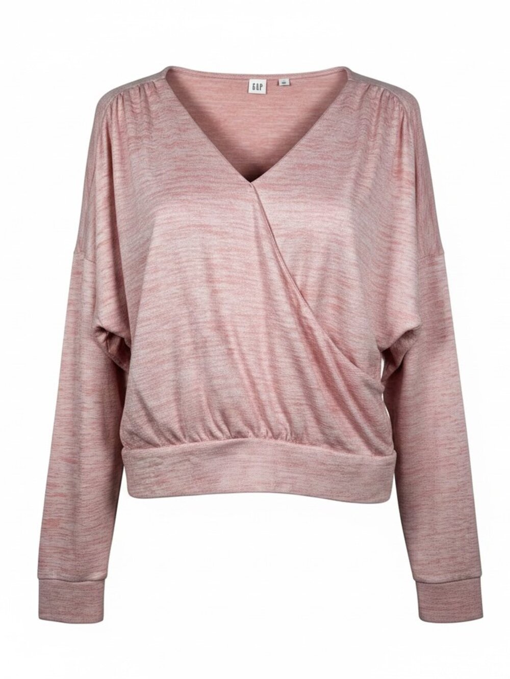 GAP Softspun Pink Heather Faux Wrap Dolman Long Sleeve Top XL